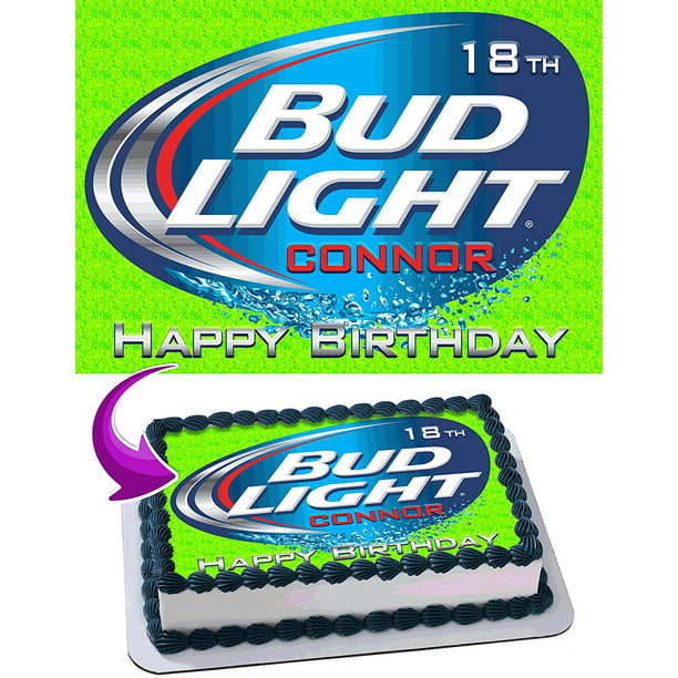 Budweiser Beer Bottle Box Icing Cake Topper Personalised Message 